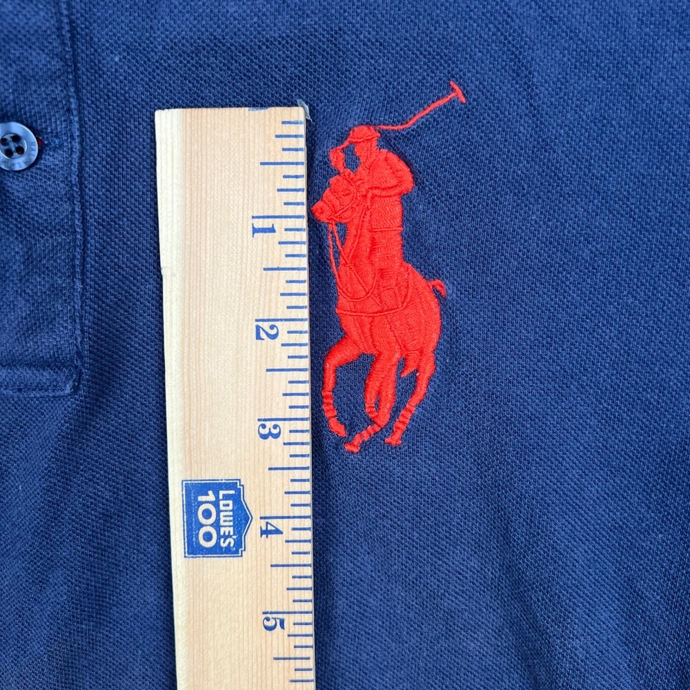 Kids Ralph Lauren Polo Shirt XL Blue Red White Colorblock Big Pony Logo - Picture 6 of 13